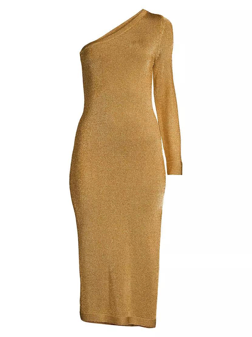 Senna Metallic One-Shoulder Midi-Dress Product Image