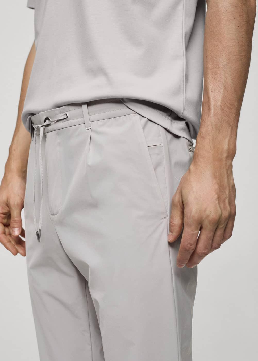 MANGO MAN - Water-repellent pants with drawstring ice greyMen Product Image