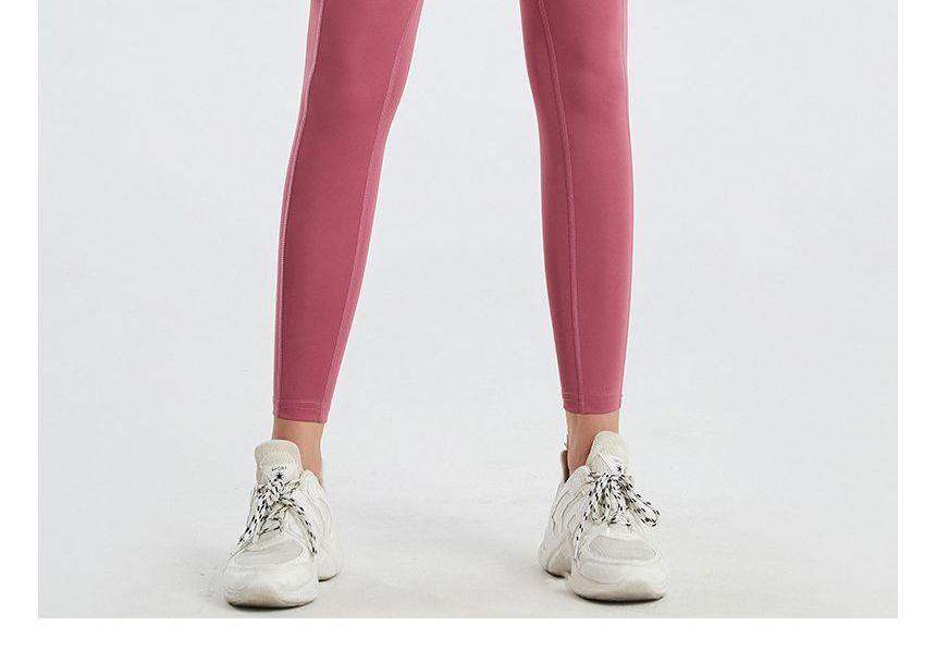 High Waist Plain Cropped Yoga Pants Product Image