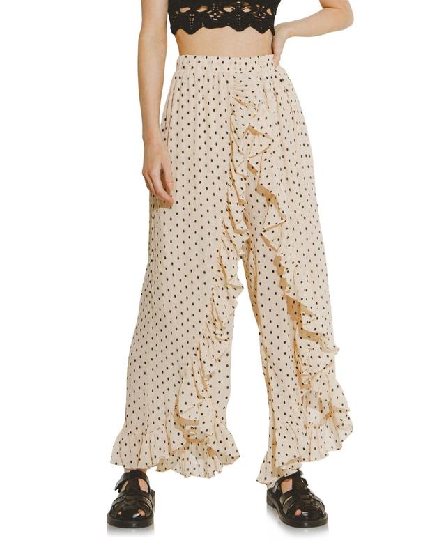 Womens Polka Dot Ruffled Pants Product Image