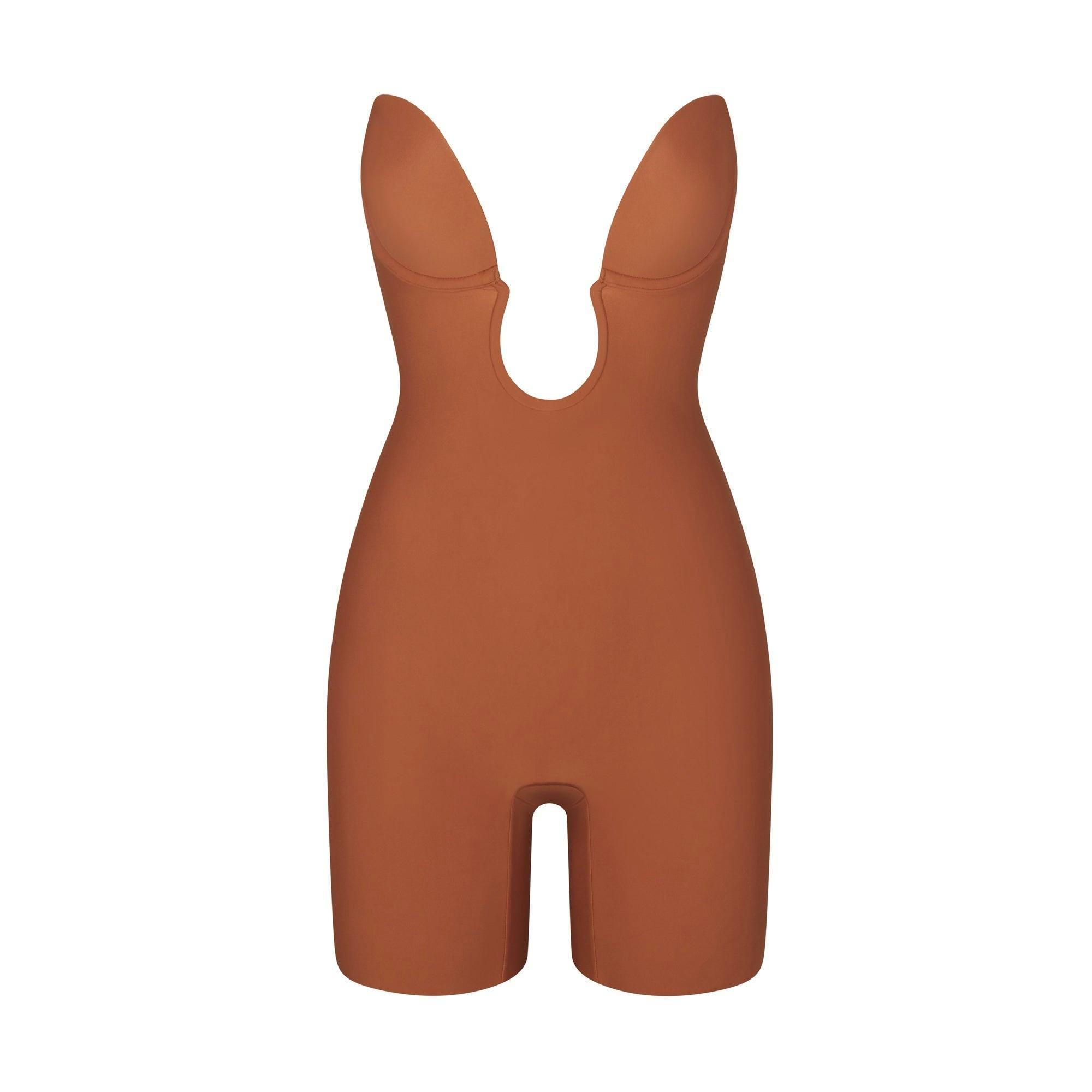 DEEP PLUNGE SHAPEWEAR MID THIGH BODYSUIT | BRONZE Product Image