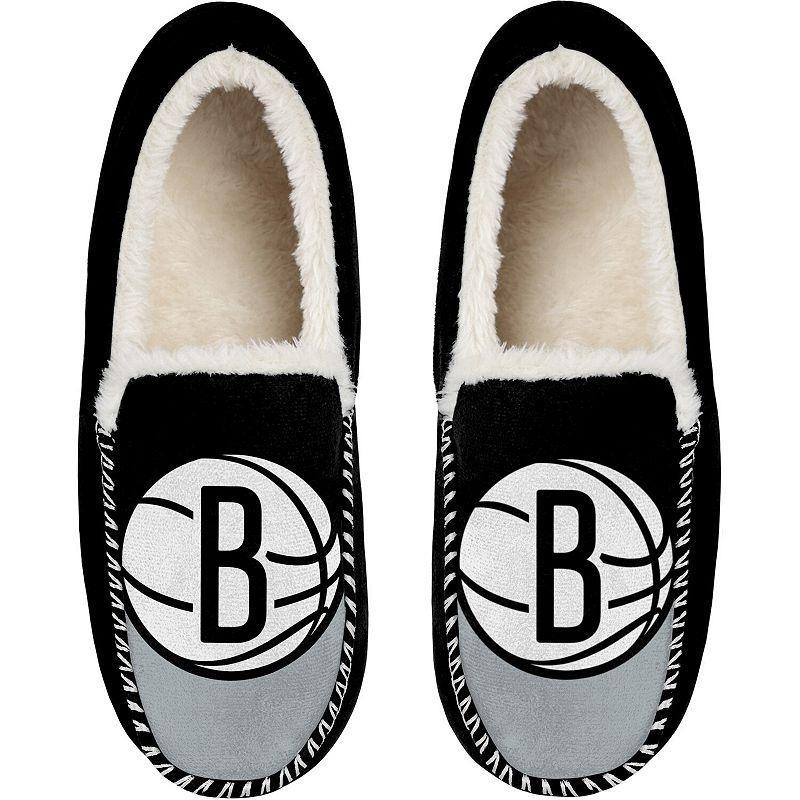 Mens FOCO Brooklyn Nets Colorblock Moccasin Slippers Product Image