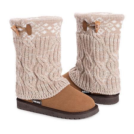 Essentials by MUK LUKS Cheryl Womens Knit Winter Boots Grey Product Image