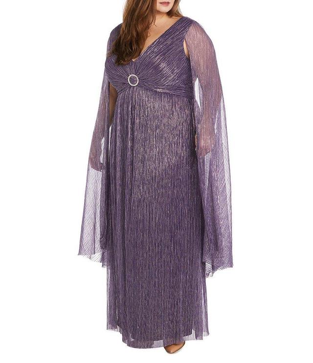 R & M Richards Plus Size Cape Sleeve V-Neck Empire Waist Dress Product Image