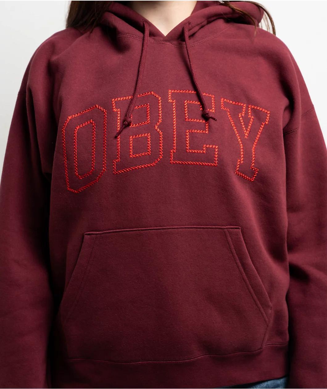 Obey Collegiate Cross Stitch Red Hoodie Product Image