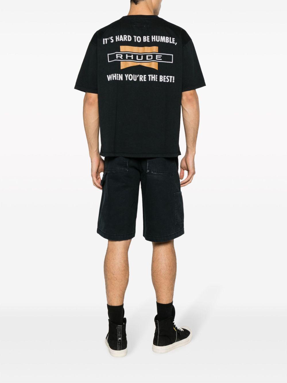 RHUDE Hard To Be Humble Logo-print Cotton-jersey T-shirt In Vintage Black Product Image