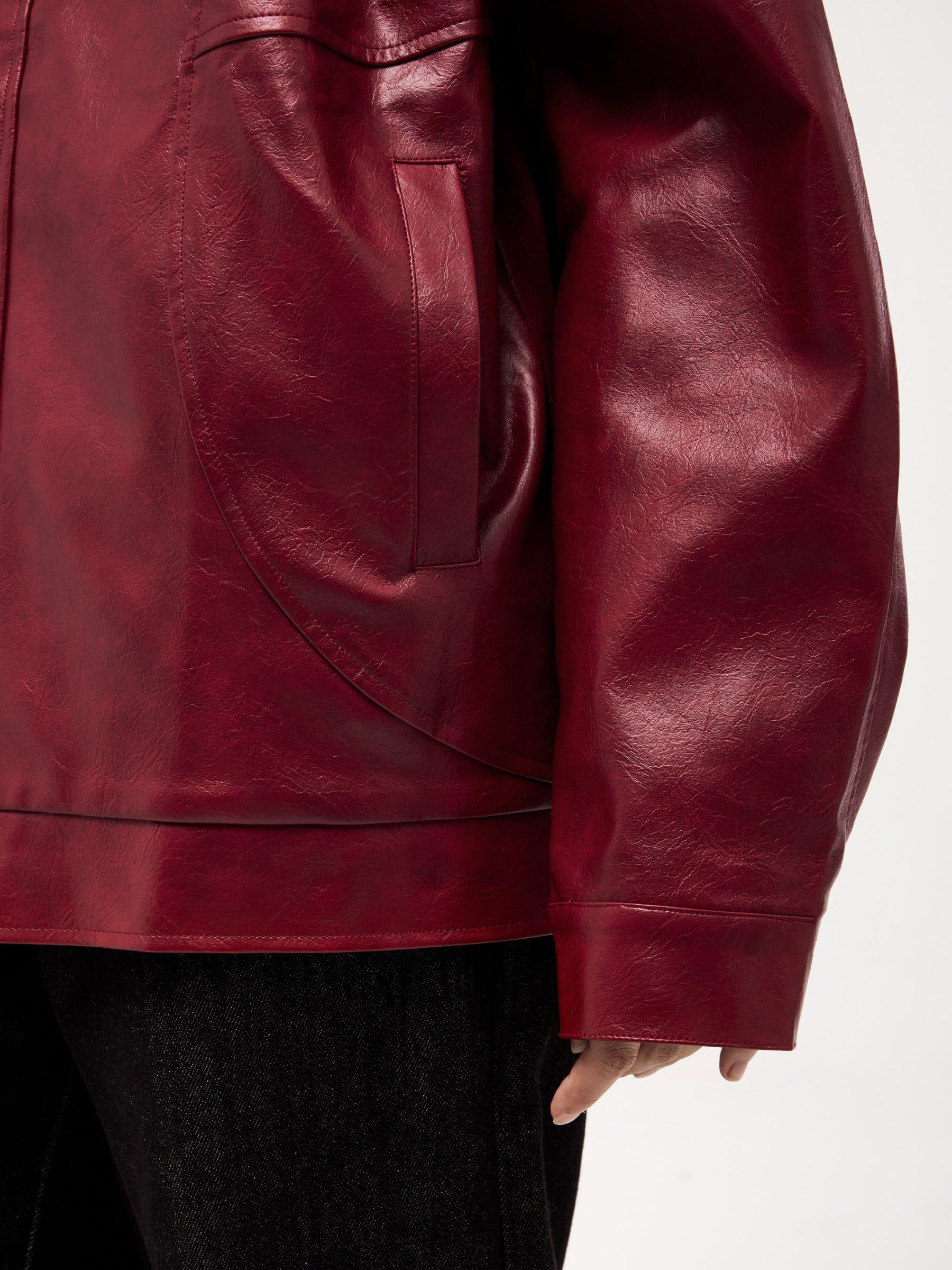 Aelfric Eden Vintage Burgundy Essential Faux Leather Jacket Product Image