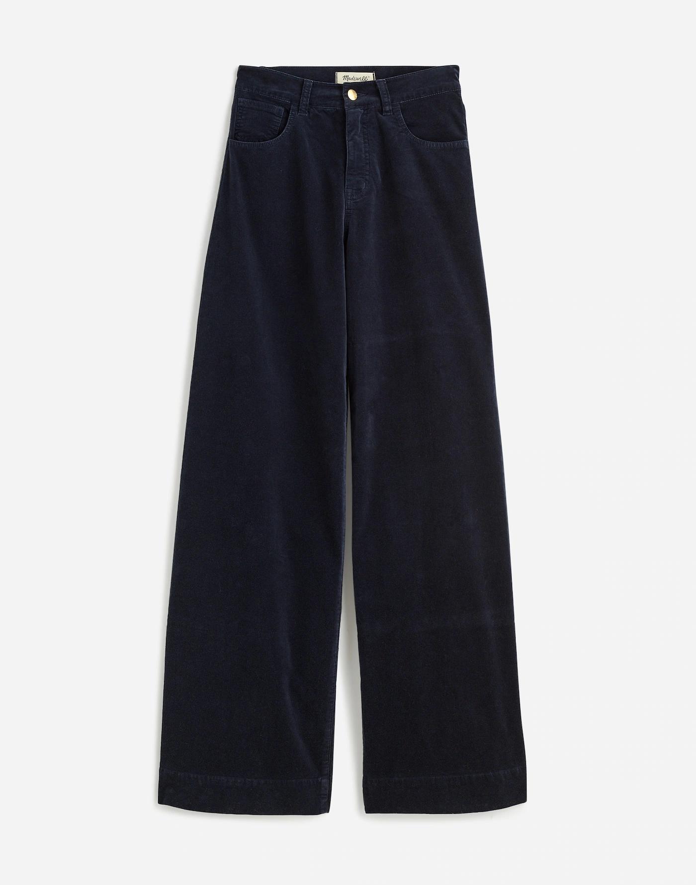 Petite Superwide-Leg Trousers in Velvet Product Image