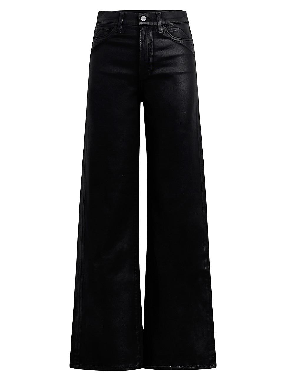 Womens Petite The Mia High-Rise Stretch Coated Wide-Leg Jeans Product Image