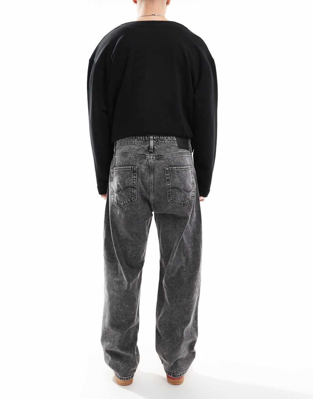 Jack & Jones alex baggy jean in washed black Product Image