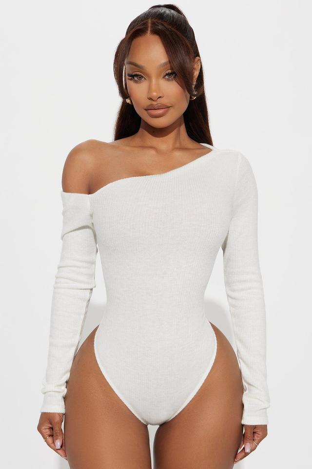 Naomi Ribbed Bodysuit - Ivory Product Image