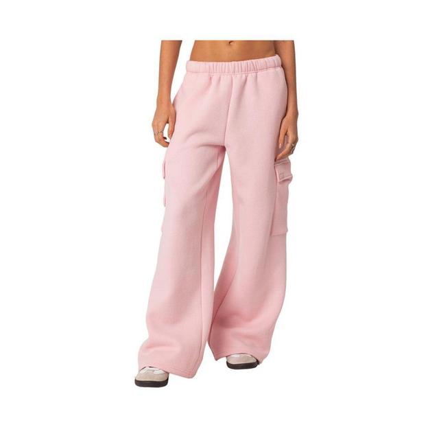 EDIKTED Wide Leg Cotton Cargo Sweatpants Product Image