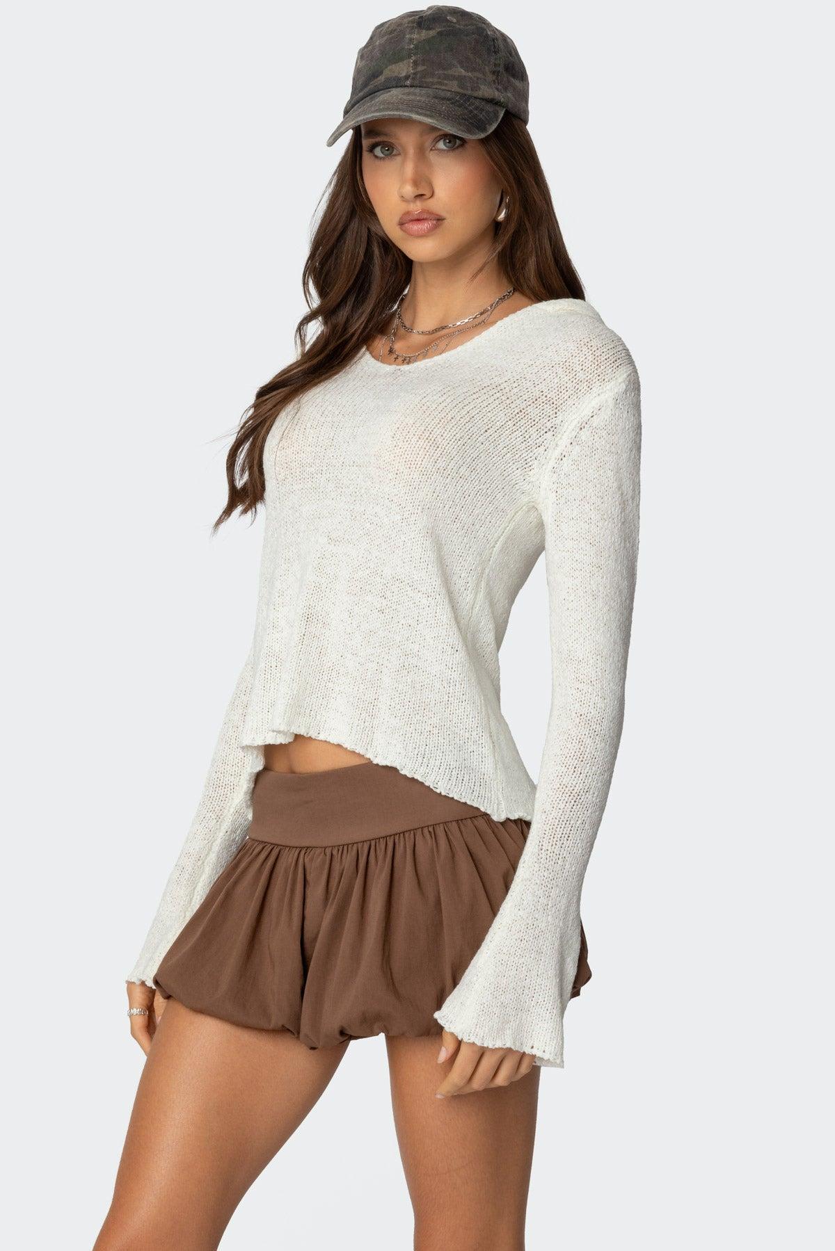 Mai Hooded V Neck Sweater Product Image