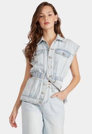 Cinched Denim Vest Product Image