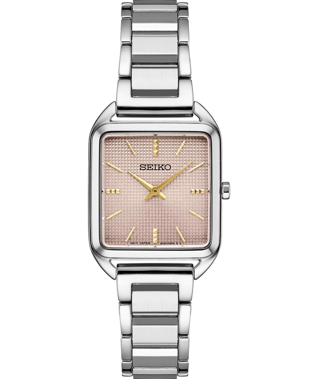 Seiko Essentials Womens Stainless Steel Rectangle Dial Bracelet Watch Green Product Image