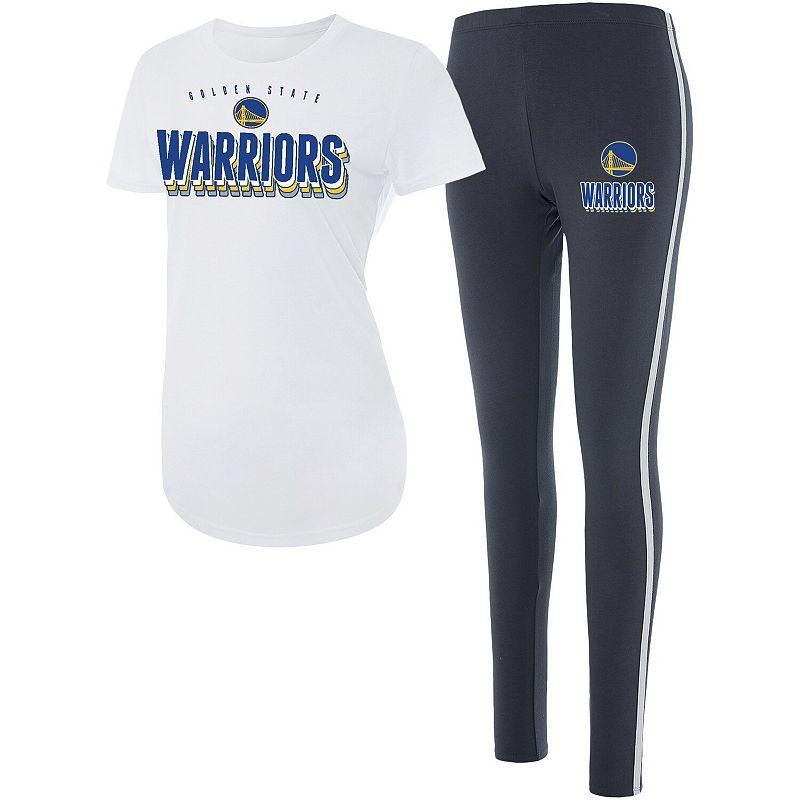 Womens Concepts Sport /Charcoal Golden State Warriors Sonata T-Shirt & Leggings Sleep Set Product Image