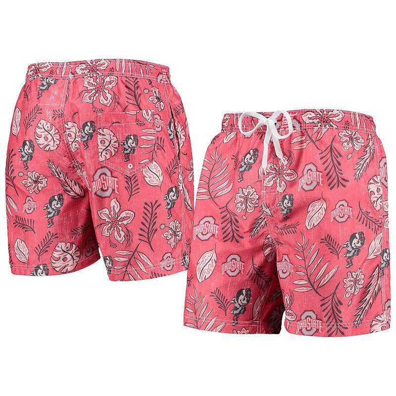 Mens Wes & Willy Scarlet Ohio State Buckeyes Vintage Floral Swim Trunks Product Image