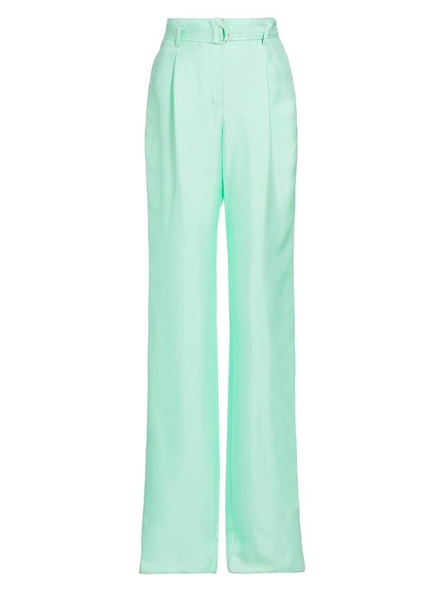 Womens Silk High-Rise Belted Trousers Product Image