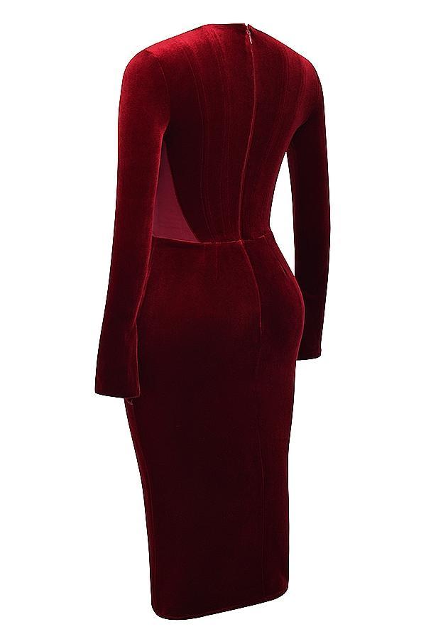 Solaine Wine Velvet Corset Dress Product Image