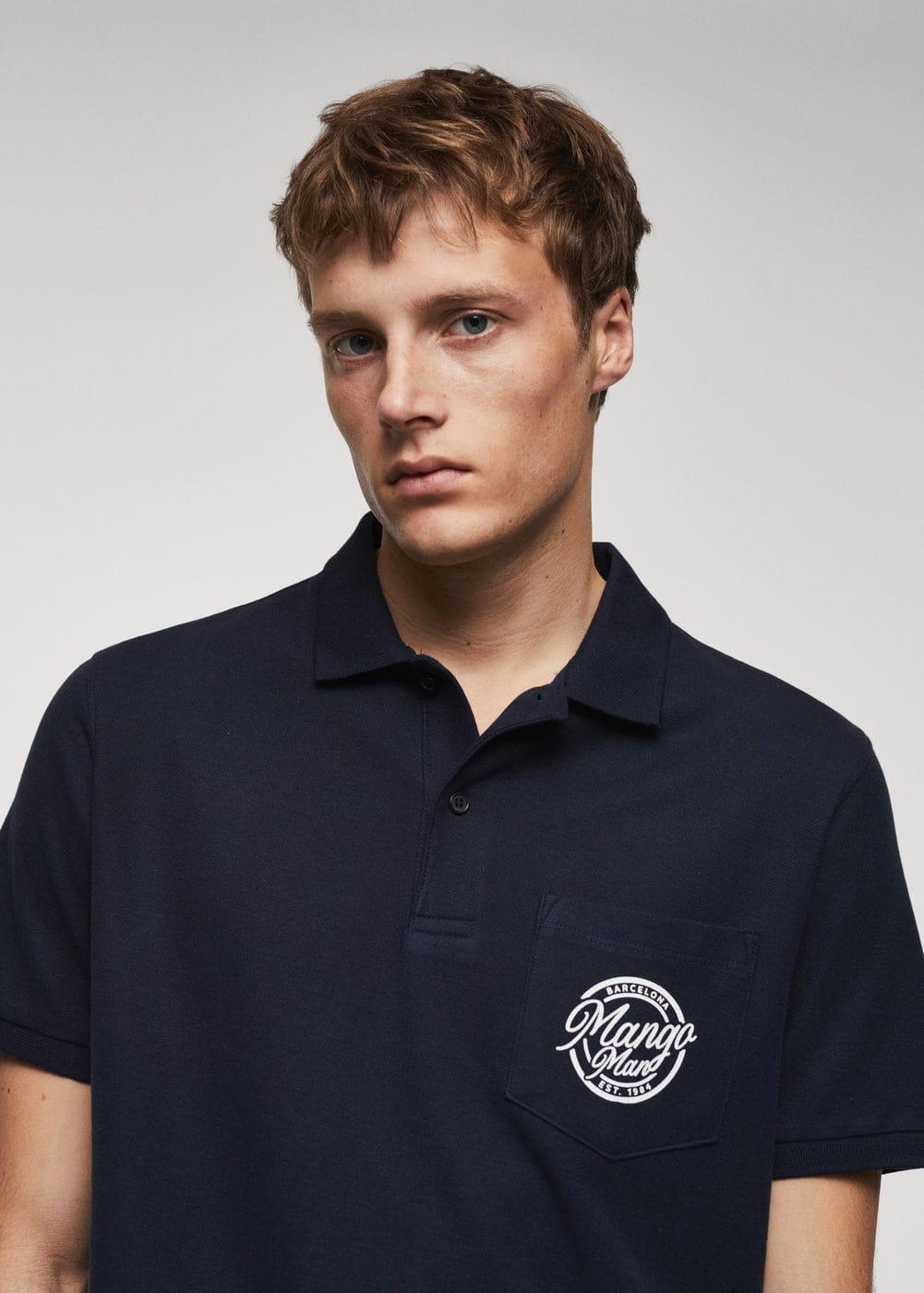 MANGO MAN - Logo cotton polo shirt dark navyMen Product Image