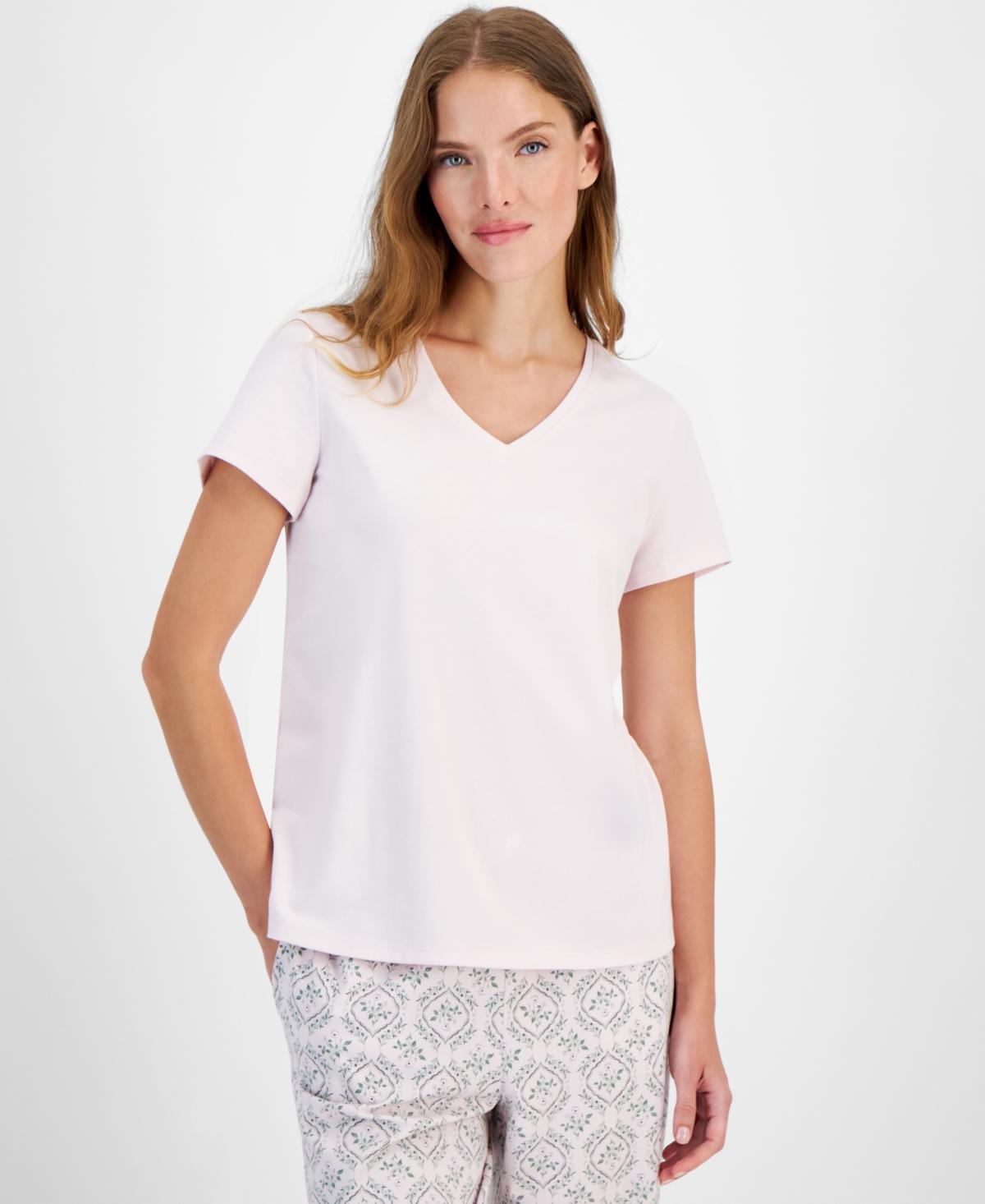 Charter Club Womens Solid V-Neck Short-Sleeve Sleepwear Top, Created for Macys Product Image