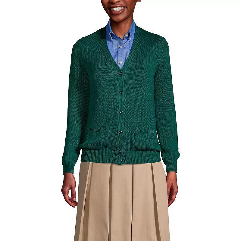 Lands End School Uniform Womens Cotton Modal Button Front Cardigan Sweater Product Image