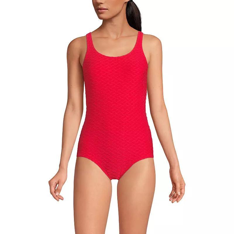 Womens Lands End Scoop Neck Tugless One-Piece Swimsuit Product Image