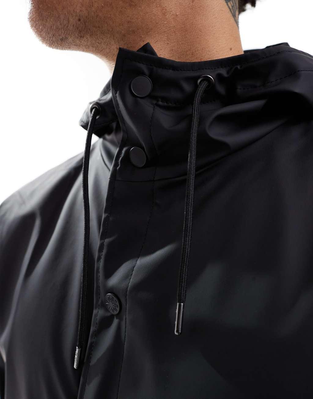 Rains 12010 unisex waterproof short jacket in black Product Image