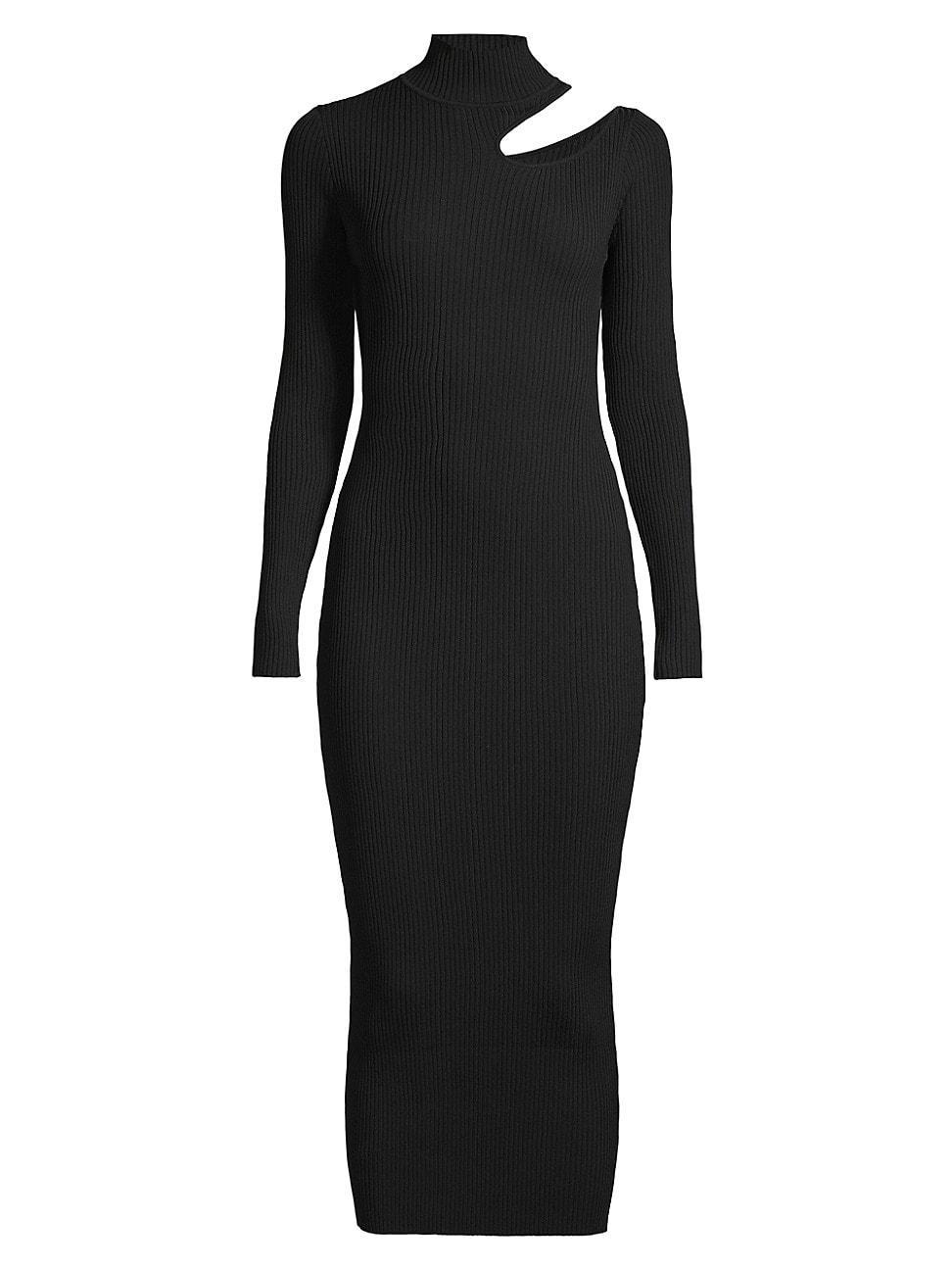 Bardot Ainsley Cutout Long Sleeve Turtleneck Rib Sweater Dress Product Image