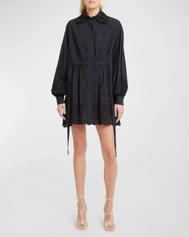 Ulla Johnson Gemma Long Sleeve Eyelet Cotton Shirtdress Product Image