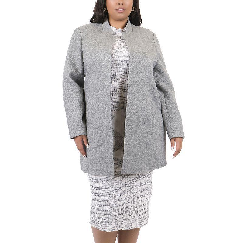 Plus Size MO-KA Knit Open Jacket, Womens Grey Gray Product Image