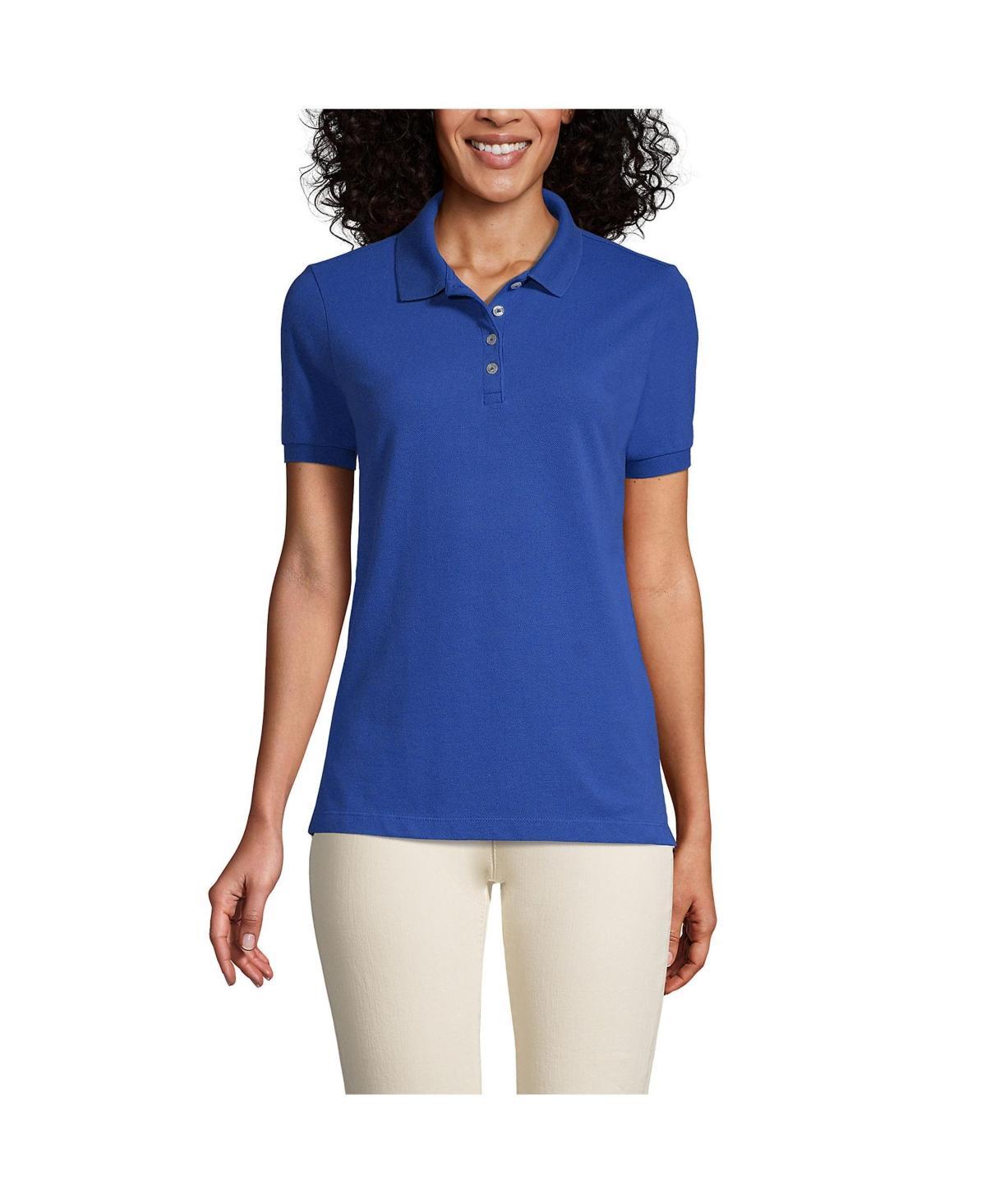 Lands End Womens Banded Short Sleeve Fem Fit Mesh Polo Product Image