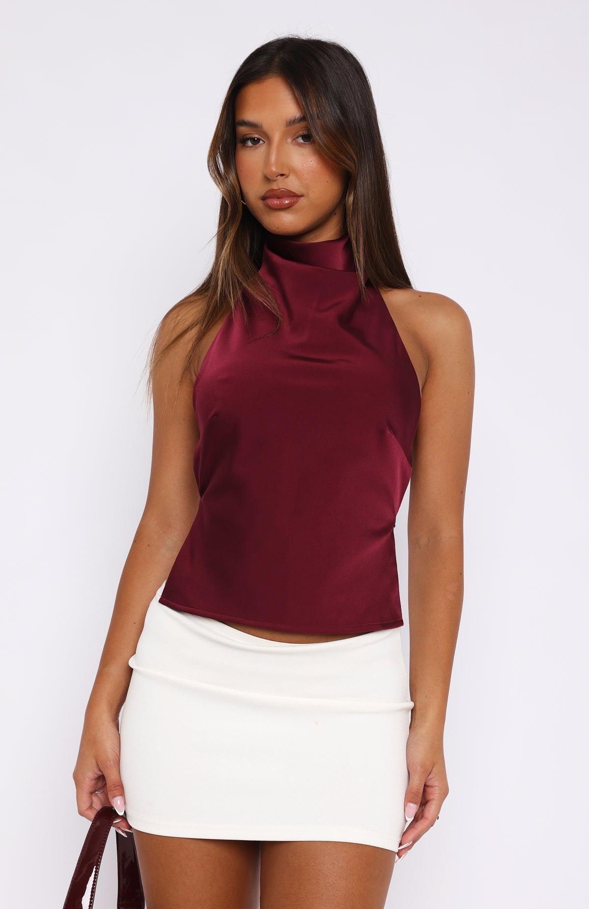 Time Passes Halter Top Merlot Product Image