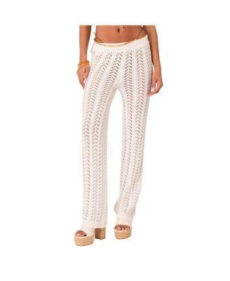 Womens Crochet Long Pants With Elastic Waistband Product Image