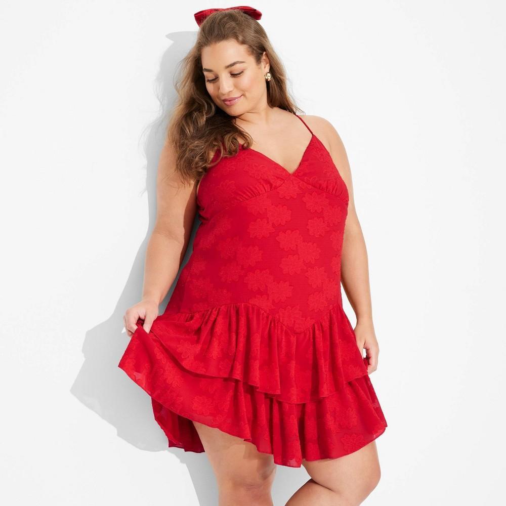 Womens Game Day Ruffle Mini Skater Dress - Wild Fable Red 3X Product Image