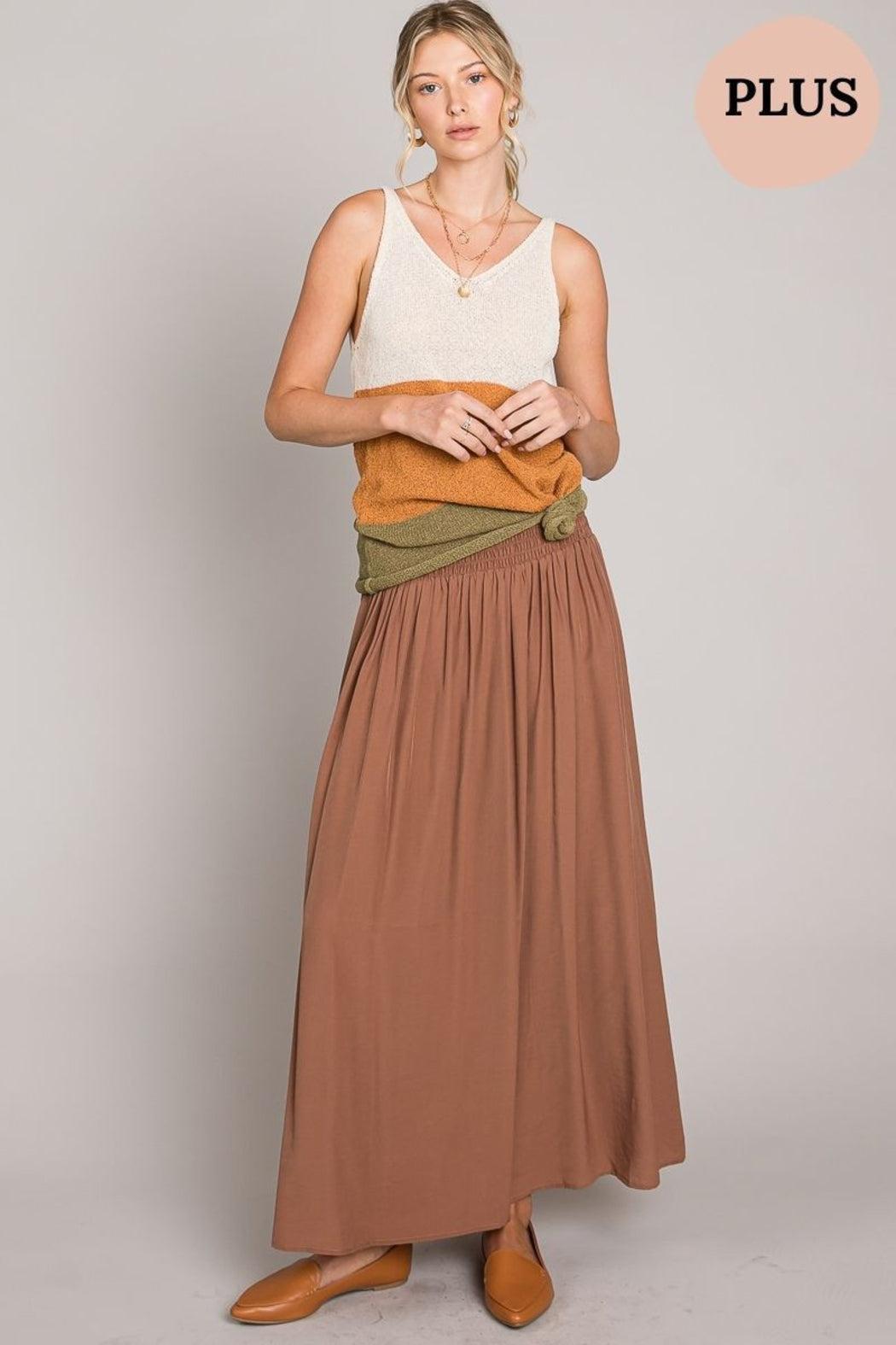 Plus Size Smocked Wait Maxi Skirt Product Image