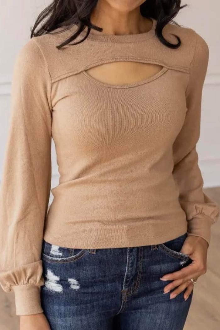 Cut Out Long Sleeve Top Product Image