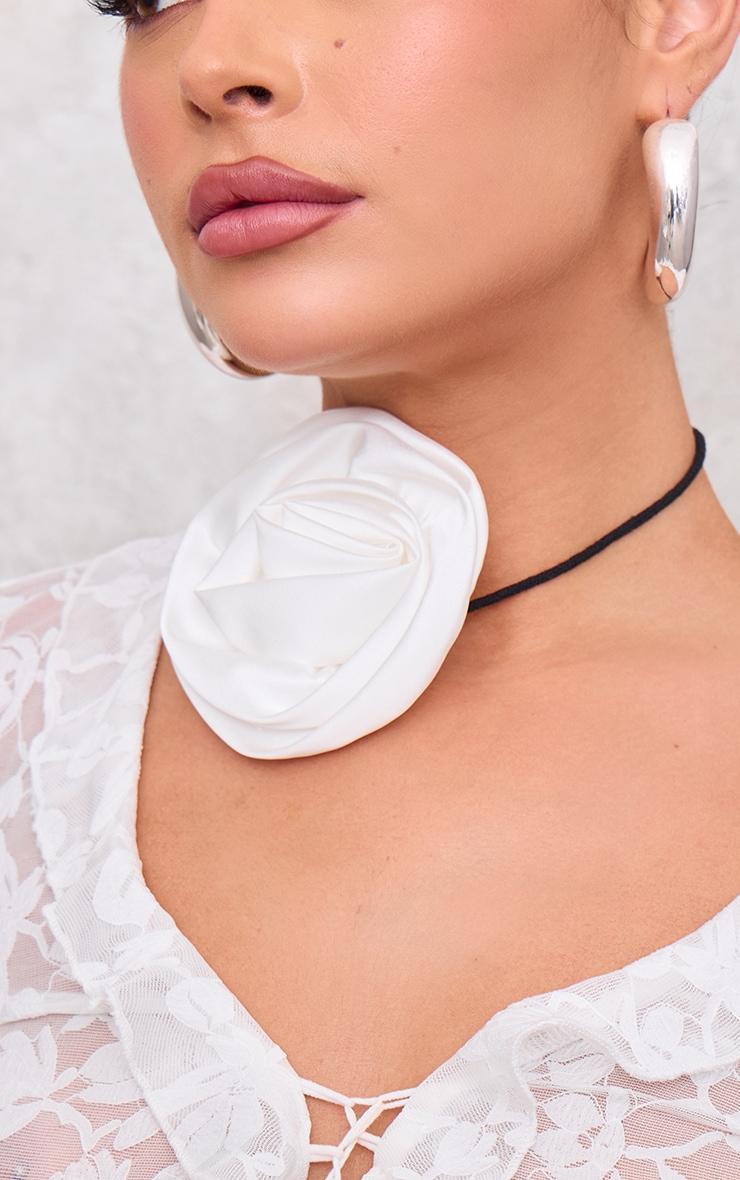 White Satin Ruffle Corsage Product Image