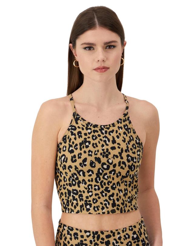 Womens Champion Soft Touch Longline Cami with Shelf Bra, Anti Odor, Print Leopard Rosettes Tantalizing Tan XL Product Image