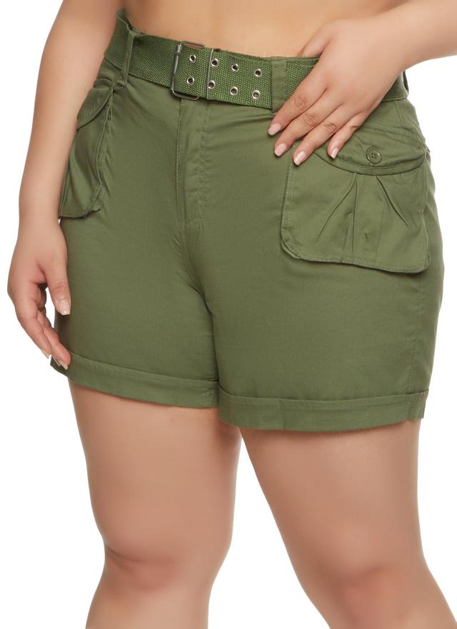 Womens Plus Size Belted Cargo Shorts Product Image