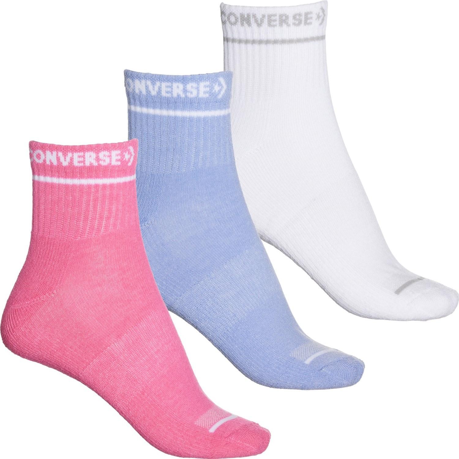 Converse High-Stripe Logo Socks - 3-Pack, Quarter Crew (For Women) Product Image