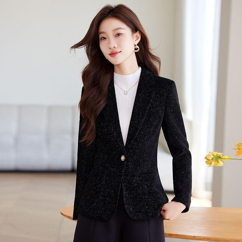 Notch Lapel Plain Single-Button Blazer product image