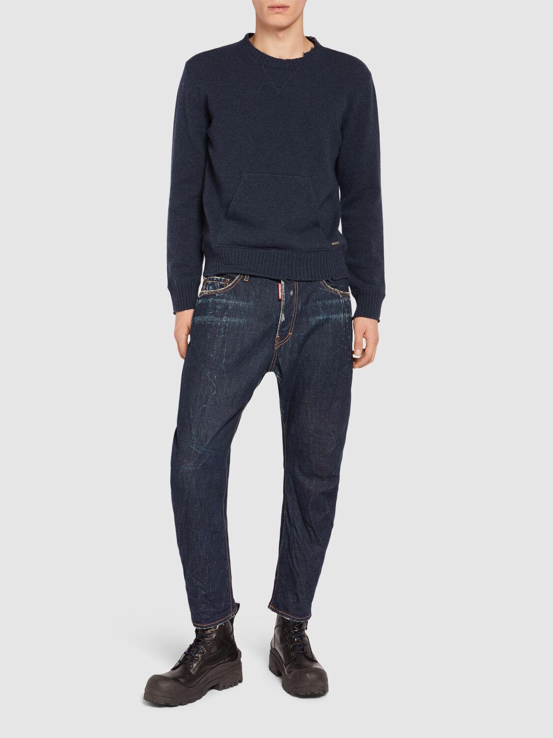 DSQUARED2 Wool & Cashmere Crewneck Sweater In Blue Product Image