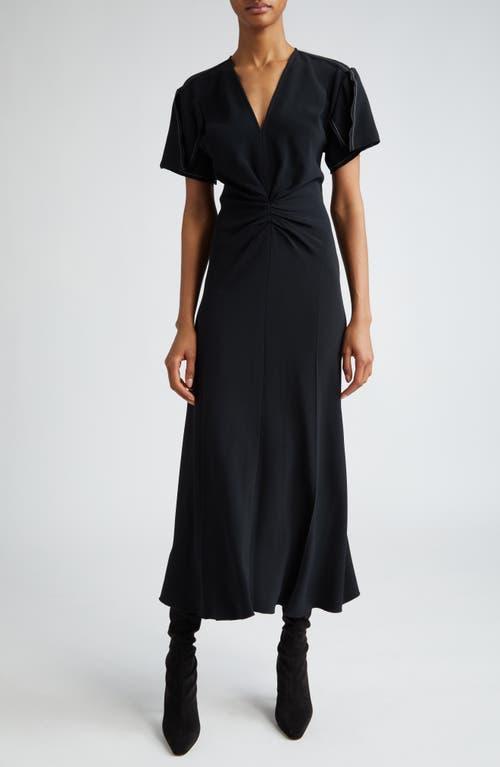 Womens Gathered Short-Sleeve Midi-Dress Product Image