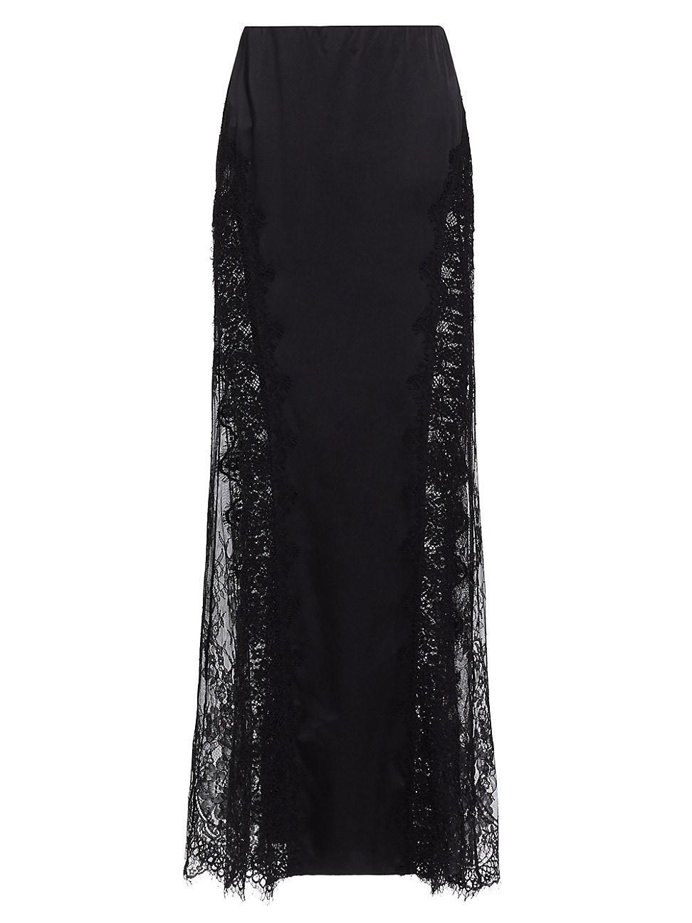 Womens Mink Lace Silk-Blend Maxi Skirt product image