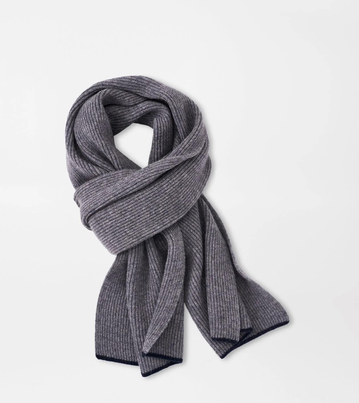 Peter Millar Mens Cashmere English Rib Scarf | Color: Navy | Size: OS Product Image