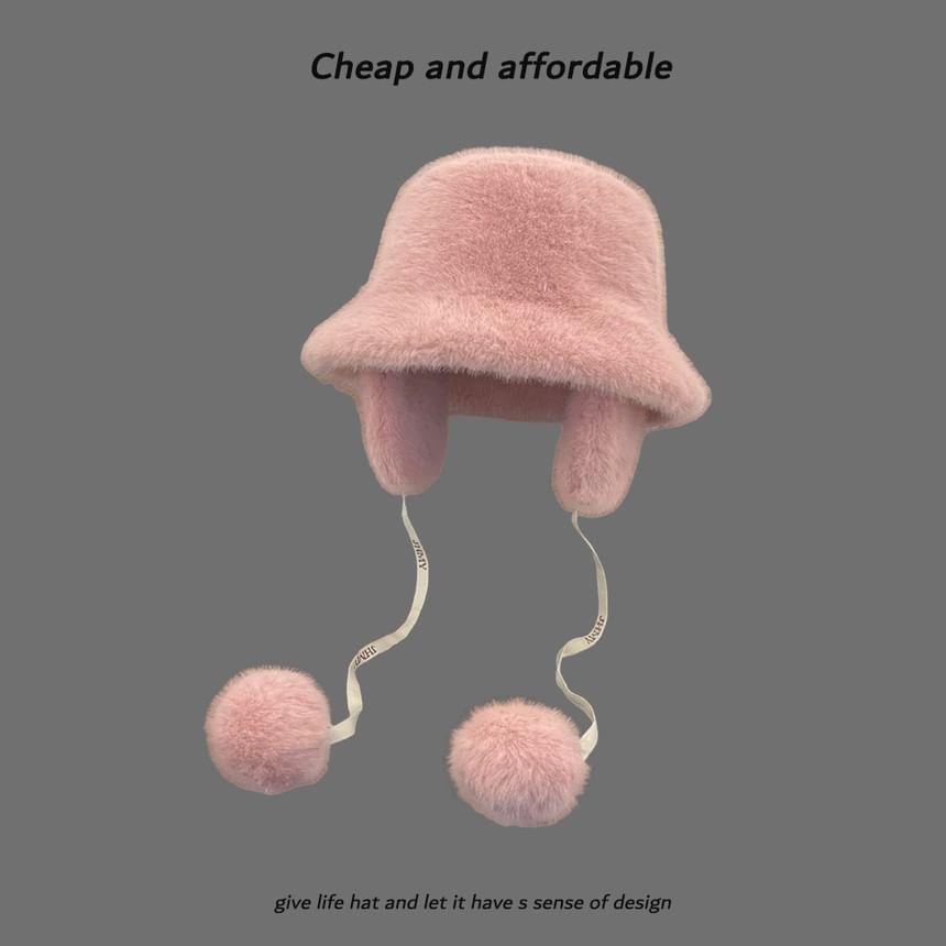 Pom Pom Plain Trapper Hat Product Image