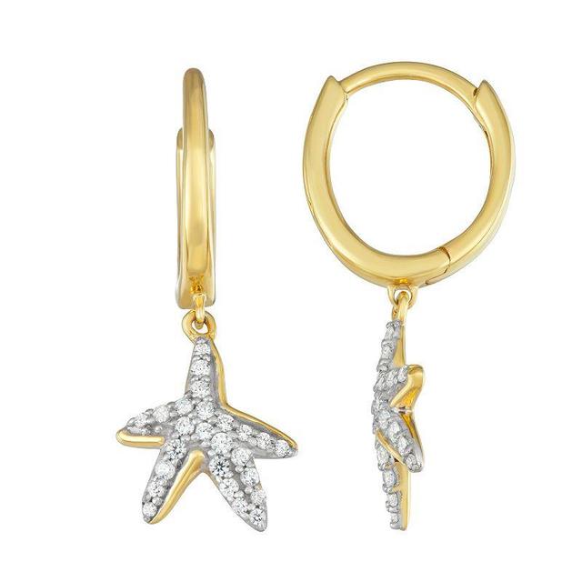 Sterling Silver 1/3 Carat T.W. Diamond Starfish Drop Earrings, Womens, Gold Tone Product Image