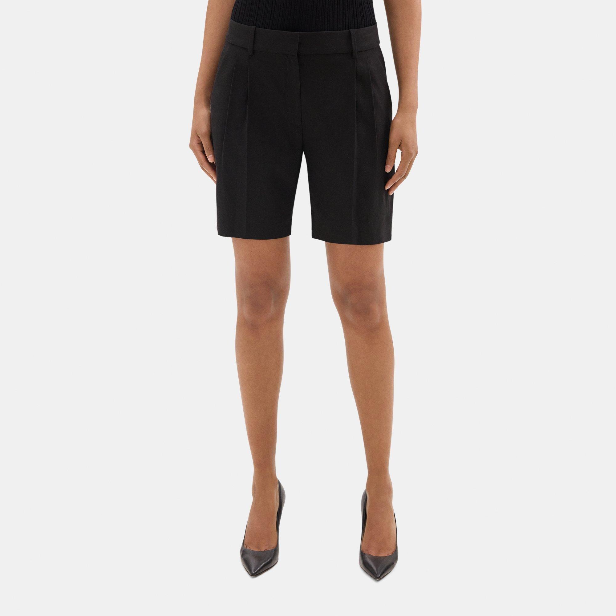 Stretch Linen-Blend Double Pleat Short | Theory Outlet product image