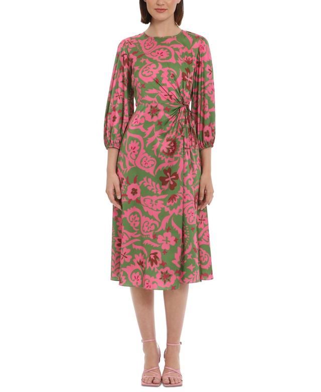 Donna Morgan Womens Printed 3/4-Sleeve Midi Dress - Green Product Image